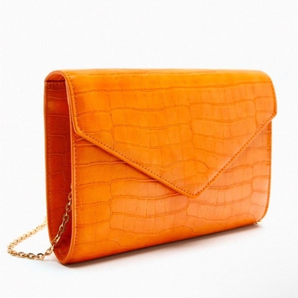 🥂Zara Orange Cross-Body Clutch - crocodile embossed - Picture 2 of 12
